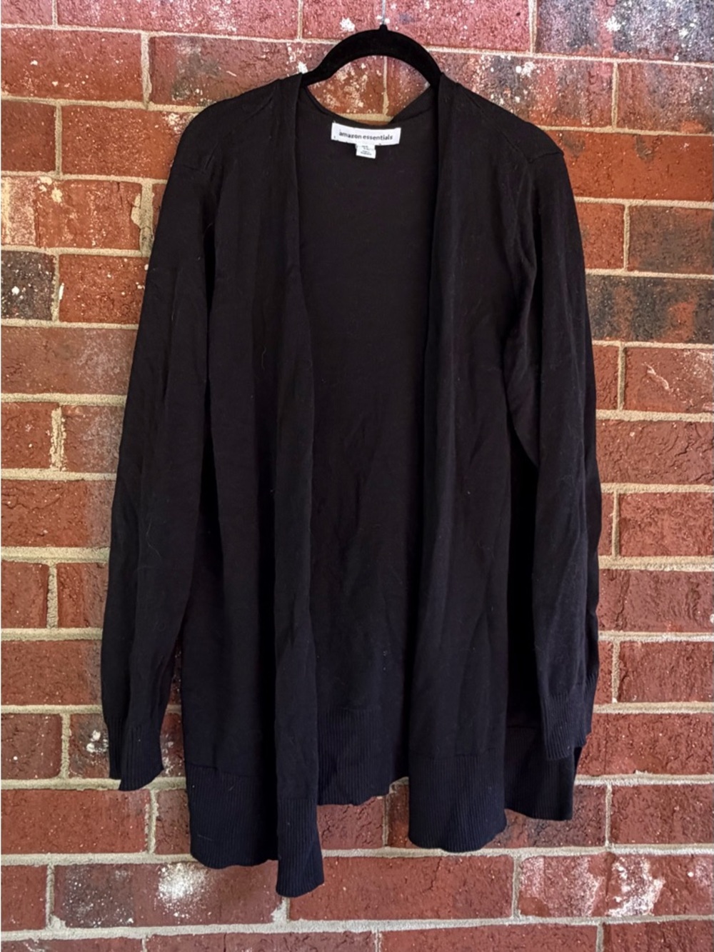 Amazon Essentials Black Open-Front Men's Cardigan